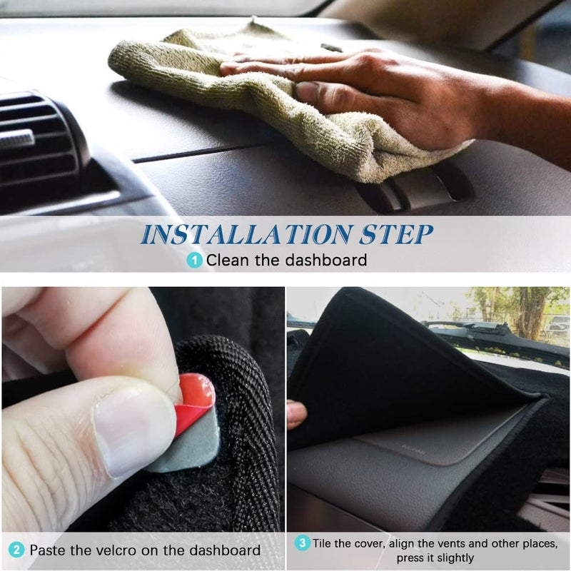 KEDAKEJI Car Carpet Dashboard Cover,Dash Cover Mat Compatible with Toyo ta Camry 2007 2008 2009 2010 2011 (Black) - Image 5